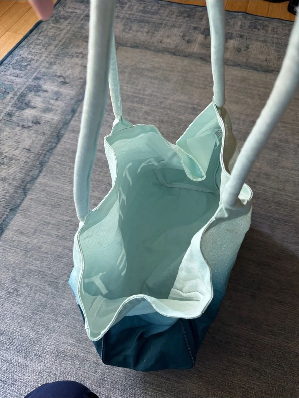 Athleta Ombre Teal-to-Navy Canvas Tote